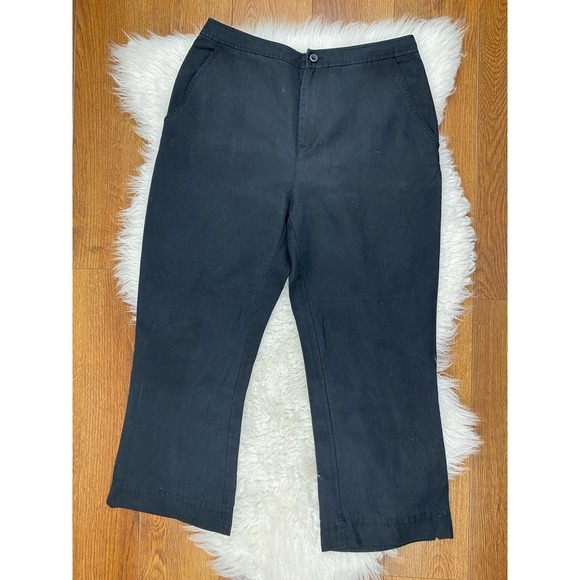 Royal Robbins Size M Black Linen Blend Wide Leg Capri Pants - Picture 1 of 5
